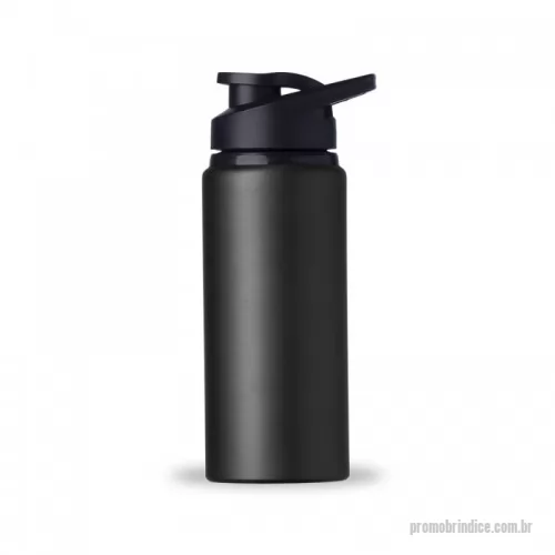 Squeeze metálico personalizado - Squeeze alumínio de 600ml com pintura fosca. Squeeze com tampa plástica rosqueável, alça e tampa protetora para o bocal.