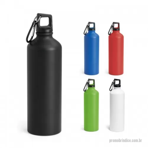 Squeeze metálico personalizado - Squeeze em alumínio com acabamento matt, tampa em PP e mosquetão. Capacidade até 800 ml. Food grade. 