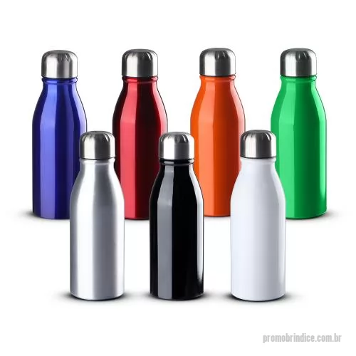 Squeeze metálico personalizado - Garrafa Squeeze em alumínio com tampa em inox e anel de silicone para vedação na tampa. Capacidade 500ml.