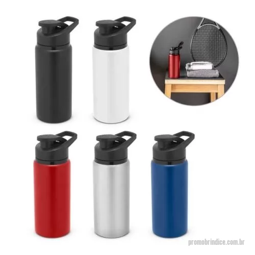 Squeeze metálico personalizado - Squeeze esportivo em alumínio com parede simples e acabamento em mate. Tampa com sistema de abertura flip top. Capacidade até 660 mL. Caixa branca 94652 vendida opcionalmente.  72 x 198 mm