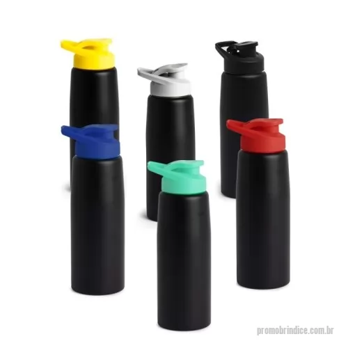 Squeeze metálico personalizado - Squeeze inox de 880ml com pintura fosca. Possui tampa plástica rosqueável, alça e tampa protetora para o bocal.