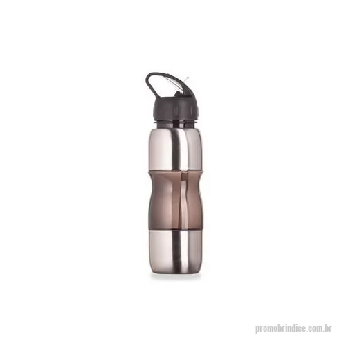 Squeeze metálico personalizado - Descrição: Squeeze de alumínio 600ml com alça plástica e bico de canudo. Possui detalhes plástico coloridos, tampa rosqueável com bico e canudo interno. Tamanho total aproximado CxL : 25 cm x 7 cm x 21,8 cm Peso aproximado g : 150