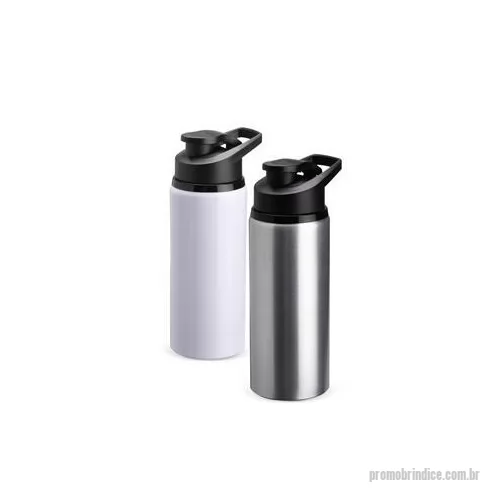 Squeeze metálico personalizado - Squeeze em alumínio com pintura de acabamento brilhante e capacidade máxima de 650 ml. Possui tampa rosqueável em plástico com alça fixa e tampa protetora para o bocal. Altura : 21,2 cm Largura : 8,5 cm Diâmetro : 5 cm Peso aproximado g : 114