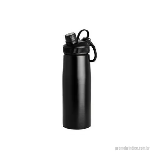 Squeeze metálico personalizado - A companhia perfeita para a hidratação diária! Com design elegante e durável, este squeeze conta com tampa plástica e um bocal com tampa protetora, garantindo que as bebidas permaneçam seguras e frescas. Sua alça para transporte facilita o uso em qua