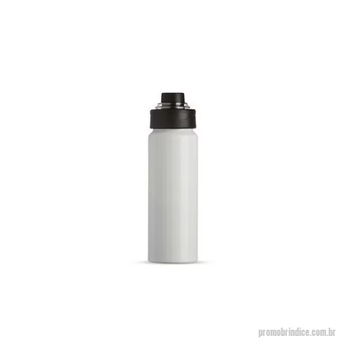 Squeeze metálico personalizado - Squeeze Alumínio 800ml, possui tampa rosqueável com proteção para bocal plástica e alças de nylon e plástica. Altura : 24,5 cm Largura : 7,7 cm Circunferência : 23 cm Peso aproximado g : 128