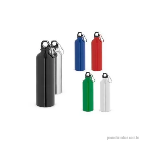 Squeeze metálico personalizado - Squeeze esportiva em aço inox de parede simples. A tampa tem um mosquetão que facilita seu transporte ou pode ser pendurado numa mochila. Capacidade até 820 ,l. Caixa branca 94657 vendida opcionalmente. Certificação EU Food Grade. ø72 x 252 mm