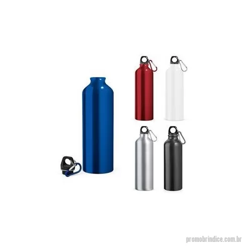 Squeeze metálico personalizado - Squeeze em alumínio com mosquetão para fácil transporte. Capacidade até 750 mL. Caixa branca 94657 vendida opcionalmente. Certificação EU Food Grade. ø73 x 247 mm