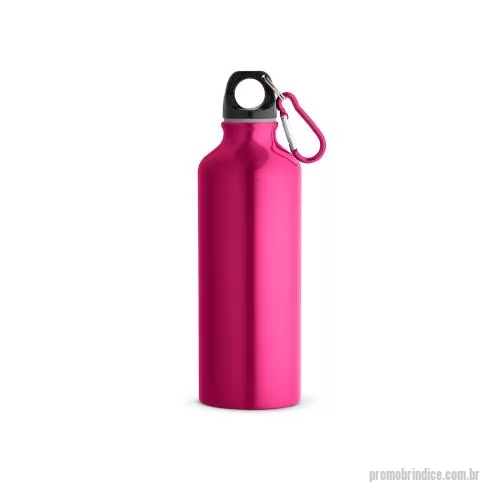 Squeeze metálico personalizado - Squeeze em alumínio com mosquetão para fácil transporte. Capacidade até 530 mL.