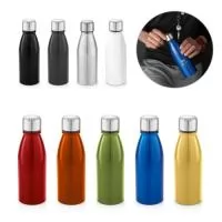 Squeeze em alumínio com tampa em aço inox. Capacidade até 500 mL. Caixa branca 94656 vendida opcionalmente. Certificação EU Food Grade. ø67 x 205 mm