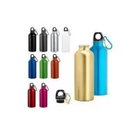 Squeeze em alumínio com mosquetão para fácil transporte. Capacidade até 530 ml. Caixa branca 94656 vendida opcionalmente. Certificação EU Food Grade. ø66 x 210 mm