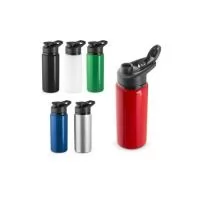 Squeeze esportivo em alumínio com parede simples. Tampa com sistema de abertura flip top. Capacidade até 660 mL.