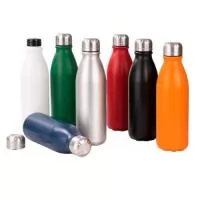 Descrição: Garrafa em alumínio com acabamento em verniz fosco, revestimento plástico no bocal e capacidade para até 750ml. Possui tampa rosqueável em alumínio com interior em plástico.  Altura :  25,1 cm  Largura :  7,3 cm  Circunferência :  23,1 cm  Diametro :  (bocal) 3,5 cm  Medidas aproximadas para gravação (CxL):  15 cm x 6 cm  Peso aproximado (g):  108