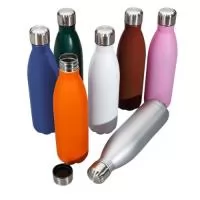 Descrição: Garrafa 750ml em inox com tampa rosqueável e pintura fosca. Obs.: Não é um modelo térmico.  Altura :  27,5 cm  Largura :  7,3 cm  Circunferência :  23 cm  Medidas aproximadas para gravação (CxL):  14 cm x 6 cm  Peso aproximado (g):  189