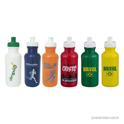 Squeeze personalizado - Squeeze Plástico com Capacidade para 500 ml. Disponível em várias cores. Gravação da logomarca em 1 cor já inclusa.