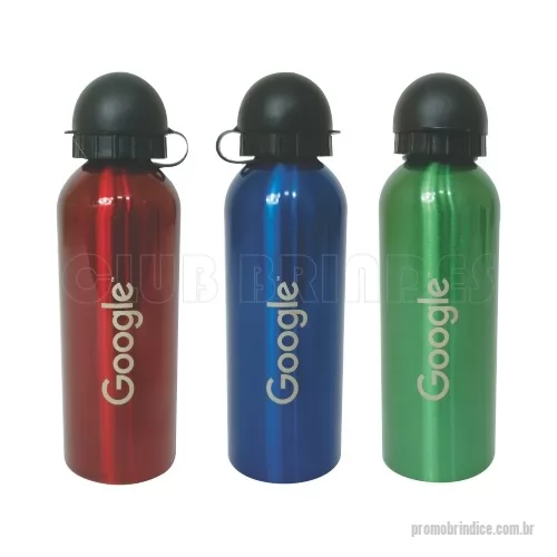 Squeeze personalizado - Squeeze de alumínio, capacidade para 500 ml. Disponível em várias cores. Gravação da logomarca a laser já inclusa.  Tamanho: 21,3 cm X 6,5 cm. Peso: 138 g.