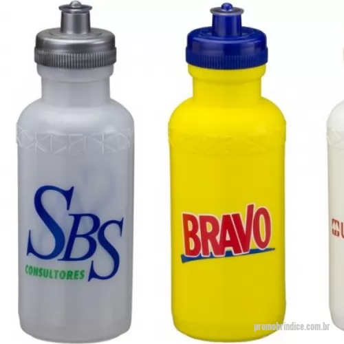 Squeeze personalizado - Squeeze 500ml de plástico resistente, possui detalhe em relevo na parte superior e tampa de bico(plástico) rosqueável.