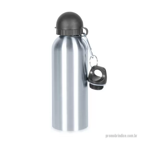 Squeeze personalizado - Squeeze 500ml de inox com pintura metalizada, tampa rosqueável e acompanha um segundo bico com mosquetão (não é térmico).