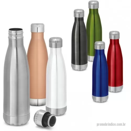 Squeeze personalizado - Garrafa térmica em aço inox com parede dupla e tampa com sistema de vácuo. Capacidade até 510 ml.