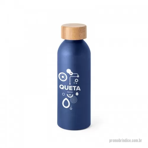 Squeeze personalizado - Squeeze de alumínio com acabamento mate e tampa em bambu. Capacidade até 550 mL. Gravação em 1 cor já inclusa