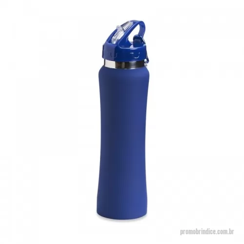 Squeeze personalizado - Squeeze de inox com capacidade de 750ml, tampa plástica com bico de canudo. Acompanha mosquetão.