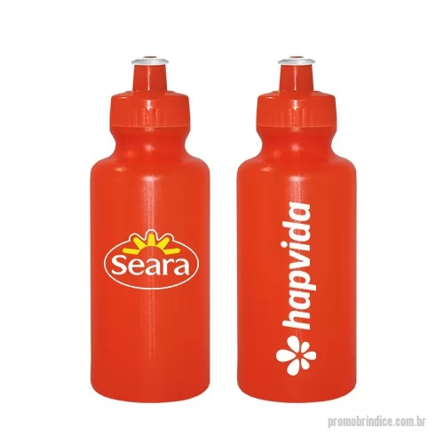 Squeeze personalizado - Squeeze de PE resistente e flexível, tampa rosqueável em PP e bico em PVC cristal. Acabamento e vedação impecável. Capacidade de 550 mL