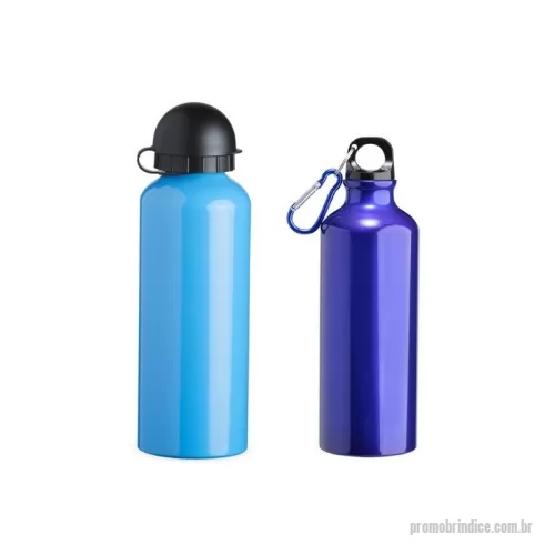 Squeeze personalizado - Squeeze 500ml de alumínio com pintura metalizada, tampa rosqueável e acompanha um segundo bico com mosquetão (não é térmico).  Medidas aproximadas para gravação (CxL):  14,3 cm x 6 cm  Tamanho total aproximado  (CxL):  21,3 cm x 6,5 cm  Peso aproximado (g):  95