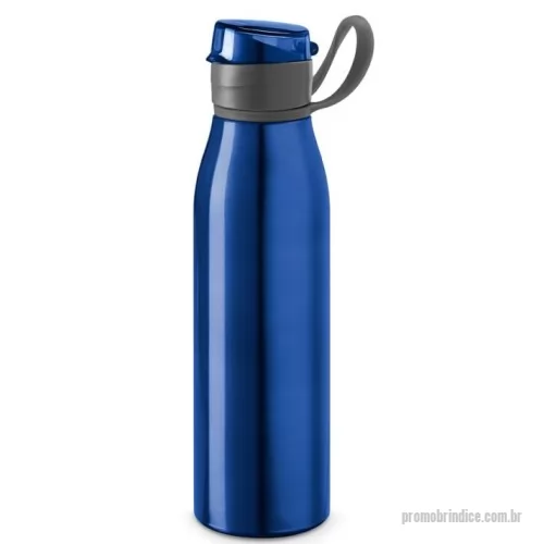 Squeeze personalizado - Squeeze em alumínio e tampa flip flop em AS e PP, com alça em silicone para facilitar o transporte. Capacidade até 650 ml. Certificação EU Food Grade. ø66 x 250 mm.