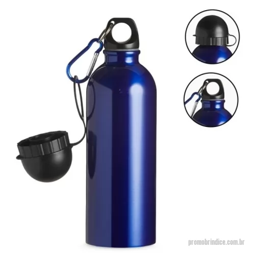 Squeeze personalizado - Squeeze 500ml de inox com pintura metalizada, tampa rosqueável e acompanha um segundo bico com mosquetão (não é térmico).  Medidas aproximadas para gravação (CxL):  14,3 cm x 6 cm  Tamanho total aproximado  (CxL):  21,3 cm x 6,5 cm  Peso aproximado (g):  142