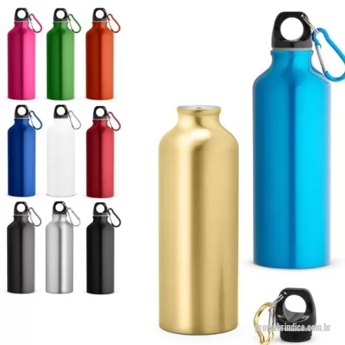 Squeeze personalizado - Squeeze em alumínio com mosquetão para fácil transporte. Capacidade até 530 mL