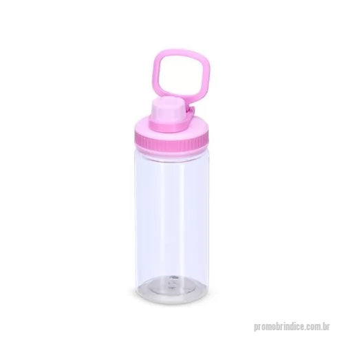 Squeeze personalizado - Squeeze plástico com capacidade de 500ml. Possui tampa rosqueável com tampa protetora para bocal e alça para transporte. Cores Disponíveis: Branco, Cinza, Rosa e Marrom.