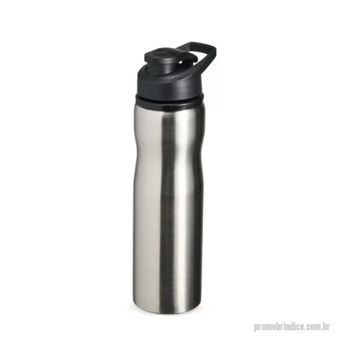 Squeeze personalizado -  Squeeze feito em inox com 800ml. Possui tampa plástica, bocal com tampa protetora e alça para transporte. Este brinde será o parceiro de atividades físicas perfeito. Cores Disponíveis: Azul, Inox, Preto e Vermelho.