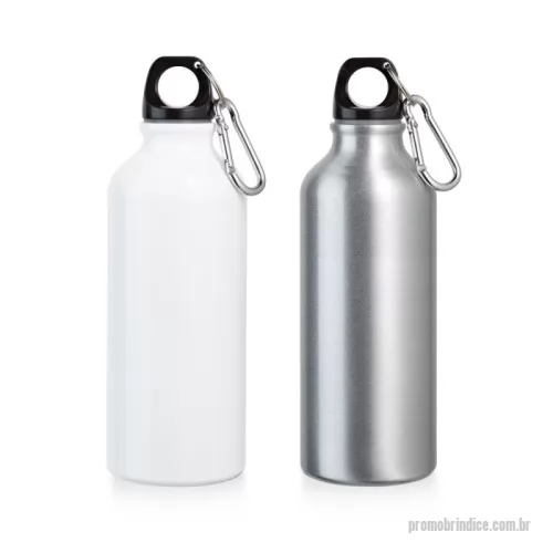 Squeeze personalizado - Squeeze para sublimação em alumínio, com mosquetão para fácil transporte. Capacidade até 500 mL. 