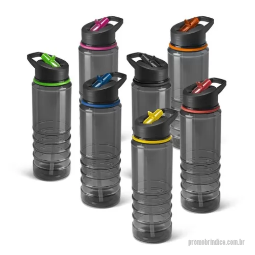 Squeeze personalizado - Squeeze em AS e tampa em PP, com bico de canudo flip e canudo flexível no interior. Capacidade até 650 mL. 