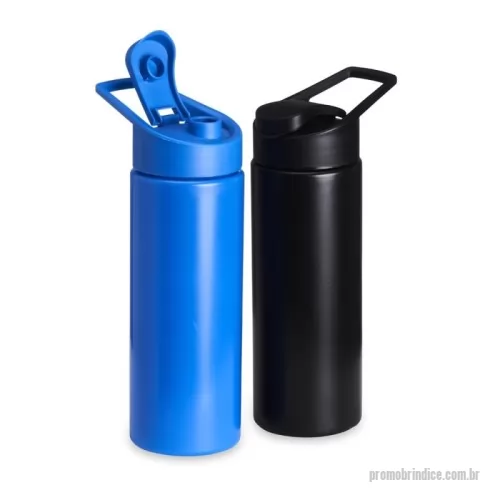 Squeeze personalizado - Squeeze de polietileno 550ml com tampa plástica rosqueável, contém alça e tampa protetora para o bocal.
