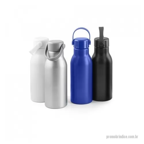 Squeeze personalizado - Squeeze em alumínio 100% reciclado com parede simples e acabamento mate. Tampa em PP com pega de silicone para fácil transporte. Capacidade até 700 mL. Fornecido em caixa presente de papel kraft reciclado. Certificação EU Food Grade.