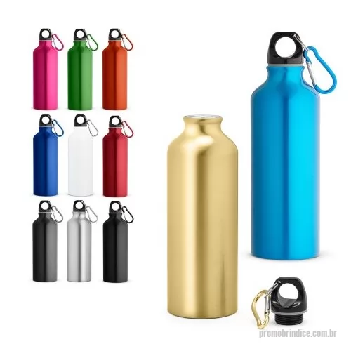 Squeeze personalizado - Squeeze em alumínio com mosquetão para fácil transporte. Capacidade até 530 mL. Caixa branca 94656 vendida opcionalmente. Certificação EU Food Grade. ø66 x 210 mm  Caixa exterior (m): 0,430X0,360X0,440 Peso da caixa (Kg.): 6.100 Peso do Produto (g.): 1 Caixa Exterior (Un.): 60 NCMS: 7615.10.00 Packing individual: Polybag Packing após gravação: Polybag Certificados: Food Safety País de origem: China