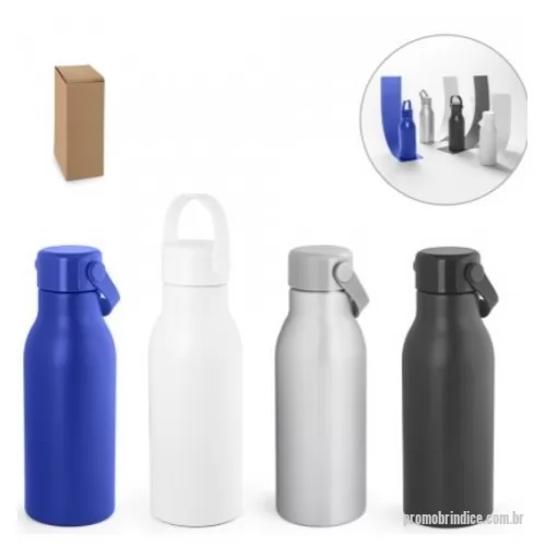 Squeeze personalizado - Squeeze em alumínio 100% reciclado com parede simples e acabamento mate. Tampa em PP com pega de silicone para fácil transporte. Capacidade até 700 mL. Fornecido em caixa presente de papel kraft reciclado. Certificação EU Food Grade. ø73 x 213 mm