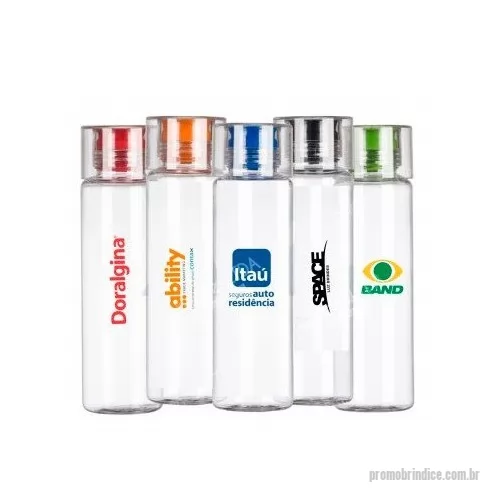 Squeeze personalizado - Squeeze plástico 600 ml com tampa rosqueável. Material plástico transparente com tampa, possui bico/tampa interna emborrachada colorida. Ambas rosqueáveis.