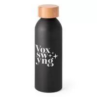 Garrafinha de agua em alumínio personalizada, fabricada em alumínio, a garrafa conta com 550 ml de capacidade, tampa em bambu e acabamento mate. Brinde útil para presentear colaboradores e clientes a personalização da marca é feita em Silkscreen ou l