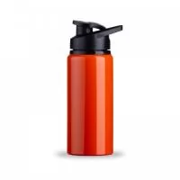 Squeeze alumínio de 600ml com pintura brilhante. Squeeze com tampa plástica rosqueável, alça e tampa protetora para o bocal.