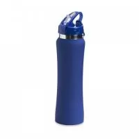 Squeeze de inox com capacidade de 750ml, tampa plástica com bico de canudo. Acompanha mosquetão.