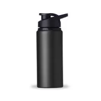 Squeeze alumínio de 650ml com pintura fosca. Squeeze com tampa plástica rosqueável, alça e tampa protetora para o bocal.  Altura: 21,1 cm Largura: 8,8 cm Medidas aproximadas para gravação: (CxL): 14,4 cm x 7 cm