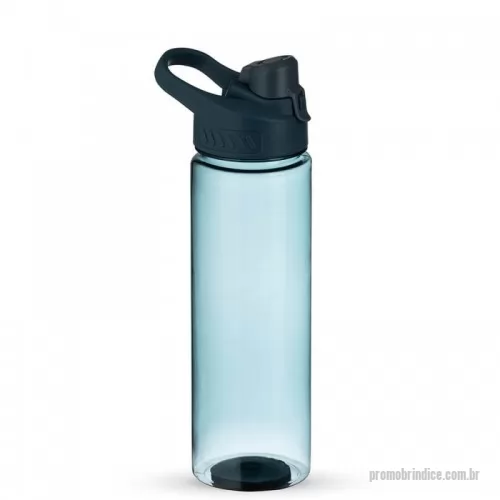 Squeeze plástico personalizado - Squeeze plástico 700ml com alça para transporte, possui tampa principal rosqueável e tampa de proteção plástica com trava para o bocal.