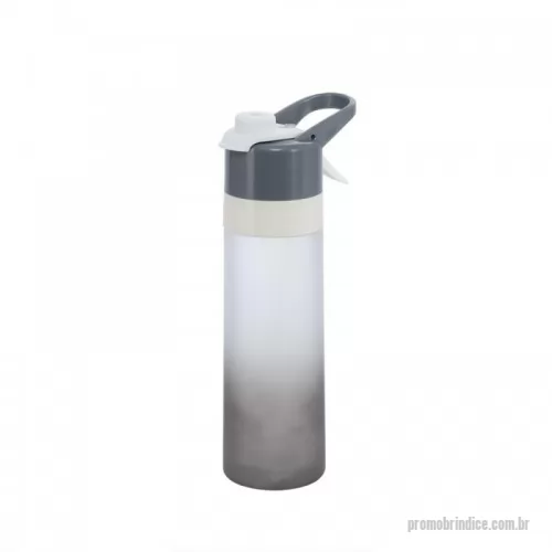Squeeze plástico personalizado - Squeeze bicolor plástico com borrifador e capacidade de 650ml. Contém tampa rosqueável com trava de segurança para o bocal, alça para transporte e alavanca para acionamento do borrifador.