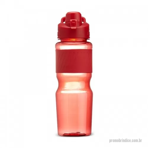 Squeeze plástico personalizado - Squeeze plástico 730ml com luva emborrachada, alça para transporte e tampa de proteção com trava para o bocal.