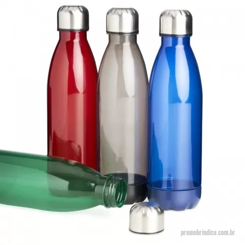 Squeeze plástico personalizado - Garrafa translucida de plástico com capacidade para 700ml, possui uma base na respectiva cor leitosa e uma tampa de alumínio com rosca.