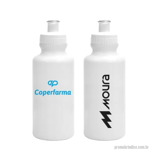 Squeeze plástico personalizado - Squeeze 550mL de PE resistente e flexível, tampa rosqueável em PP e bico em PVC cristal. Acabamento e vedação impecável. Capacidade de 550 mL