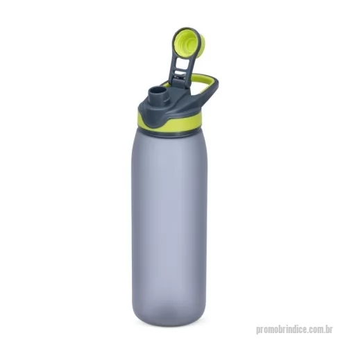 Squeeze plástico personalizado - Squeeze plástico com capacidade de 900ml. Possui tampa rosqueável com tampa protetora para bocal e alça para transporte acoplado. Cores Disponíveis: Fume, Rosa, Transparente e Verde.