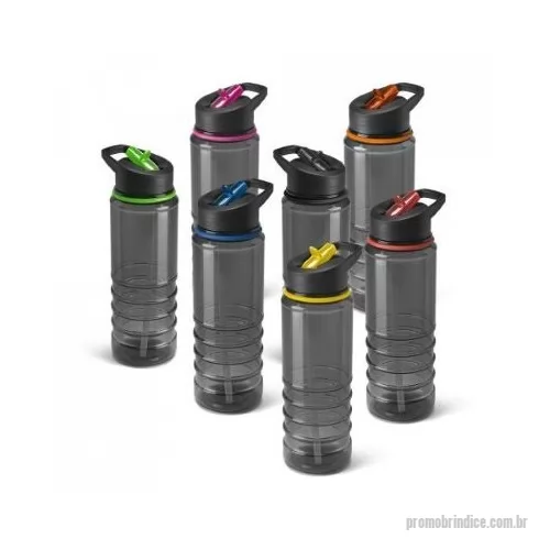 Squeeze plástico personalizado - Squeeze em AS e tampa em PP, com bico de canudo flip e canudo flexível no interior. Capacidade até 650 mL.  Certificação EU Food Grade. ø73 x 214 mm