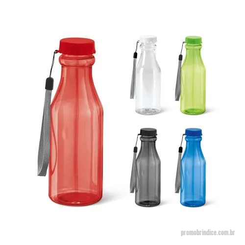 Squeeze plástico personalizado - Squeeze em AS e tampa em PP, com alça para fácil transporte. Capacidade até 510 mL. Caixa branca 94656 vendida opcionalmente. Certificação EU Food Grade. ø68 x 203 mm